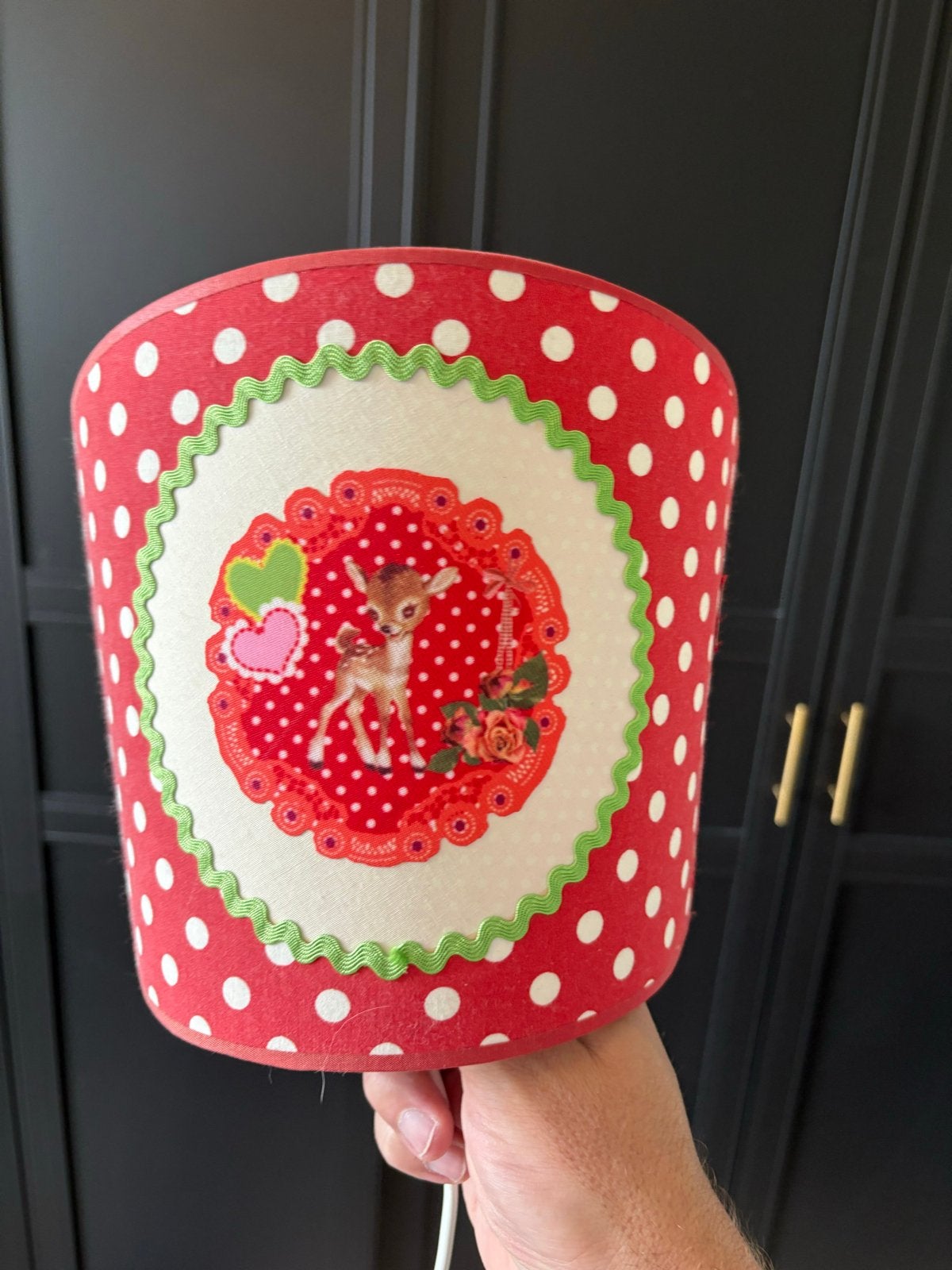 Leuke Juul lampenkap voor kinderkamer - rood met stippen, Huis en Inrichting, Overige merken, Gebruikt, Textiel, Rood