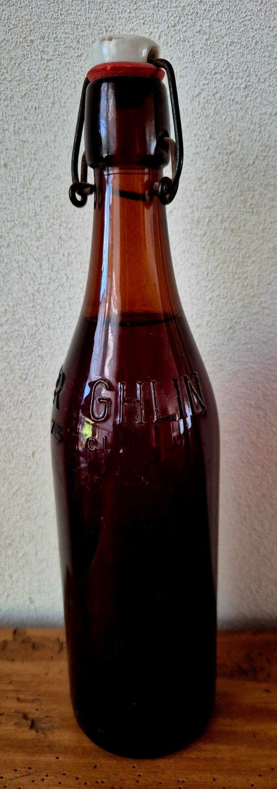 Vintage Belgische beugelfles afkomstig Brasserie de Ghlin, Ophalen of Verzenden, Zo goed als nieuw, Flesje(s), Overige merken