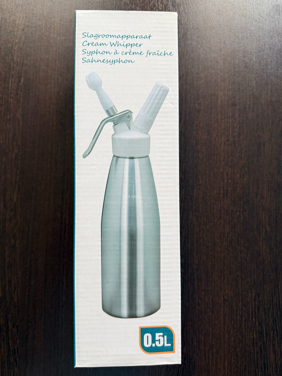 Slagroomapparaat / Cream Whipper 0.5L - Nieuw in doos, Overige typen, Ophalen of Verzenden, Metaal, Overige merken
