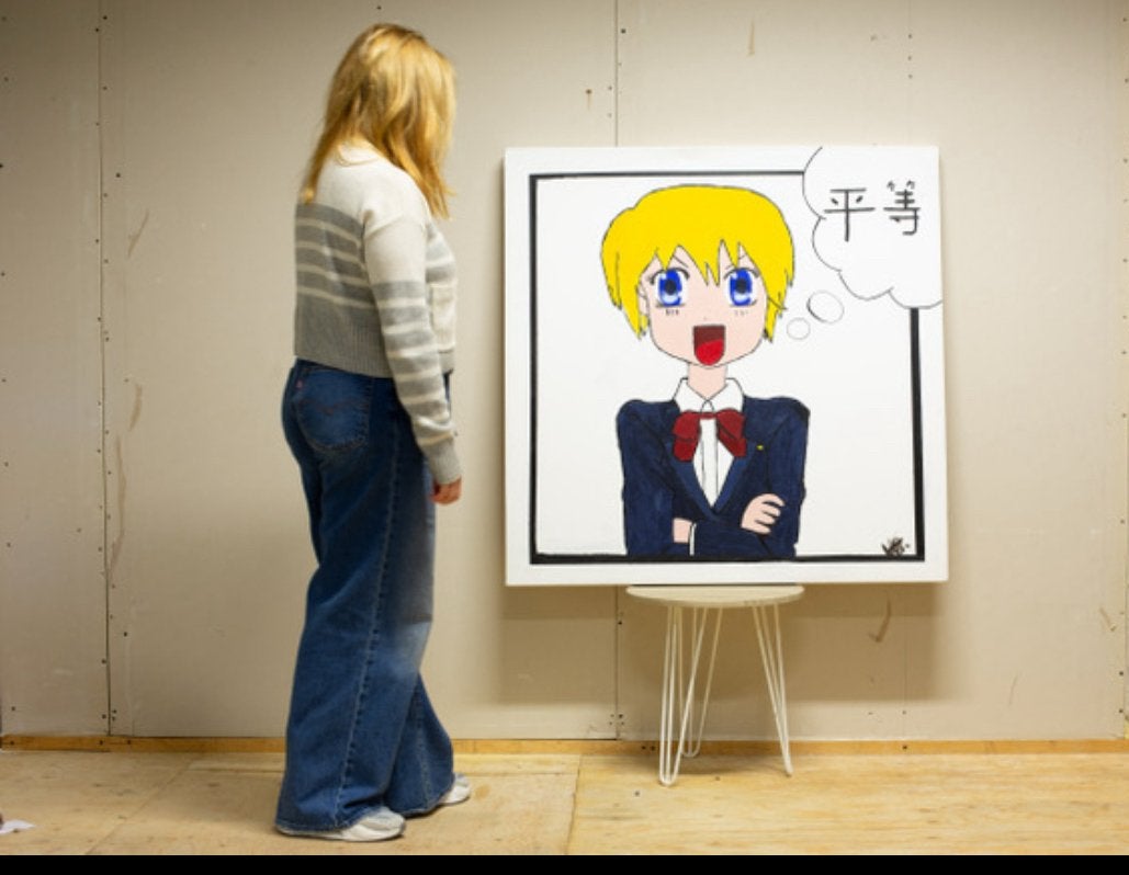 Kunstwerk mangameisje in uniform gelijkheid, Ophalen