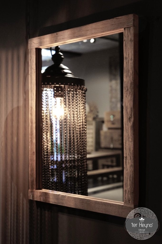 Oud houten spiegel truckwood hout oude stoer sober landelijk, Huis en Inrichting, Woonaccessoires | Spiegels, Verzenden, Nieuw