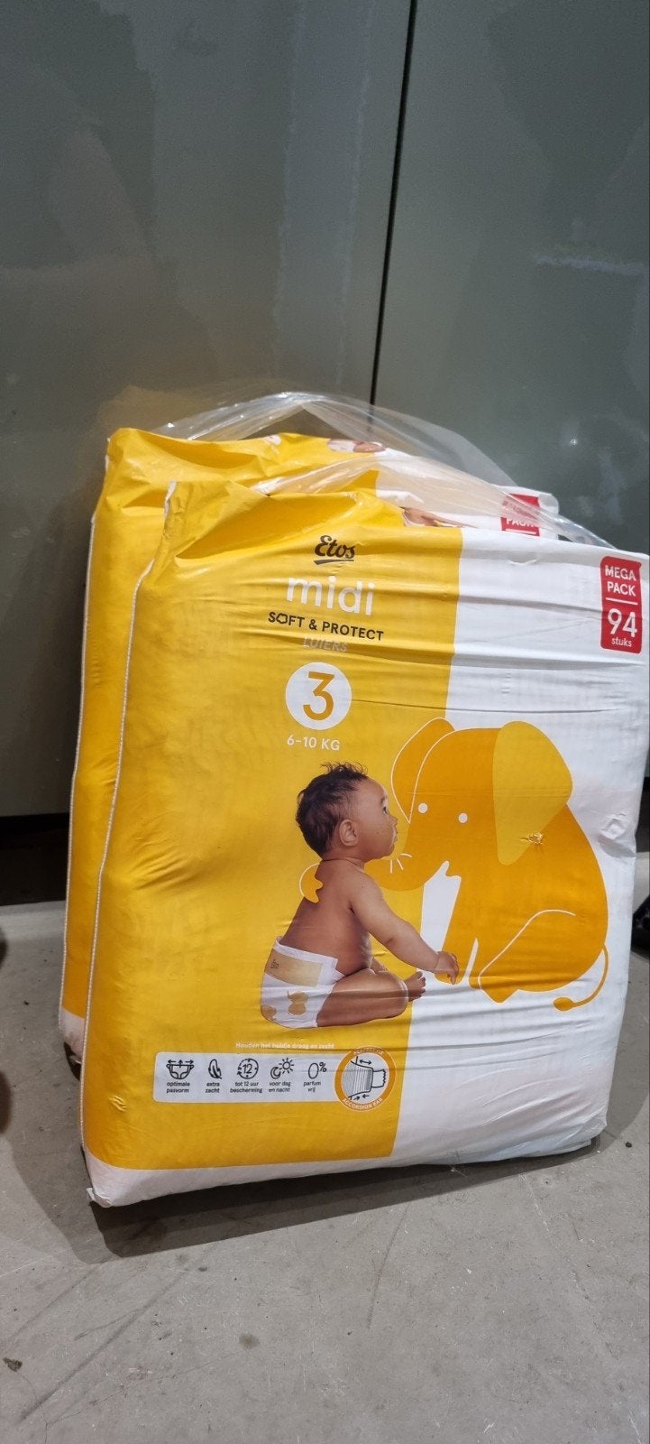 Etos Midi Luiers Maat 3 (6-10 kg) Megapack 94 stuks, Ophalen, Nieuw