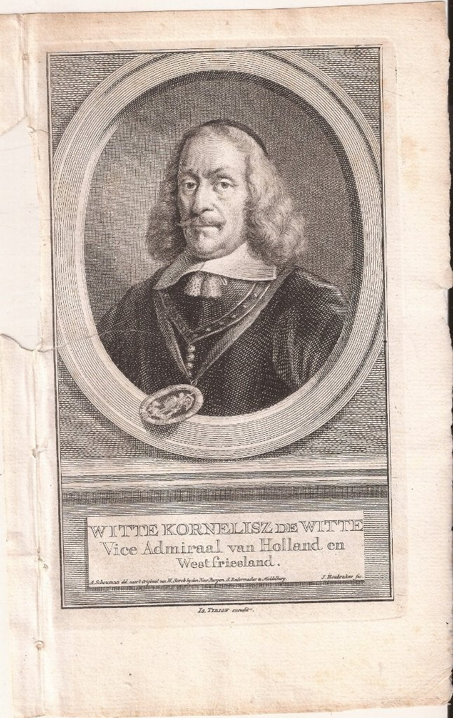 Witte Kornelisz de Witte, Vice-Admiraal Holland West-Friesla, 18 cm, Portret, Ophalen of Verzenden, 10 cm