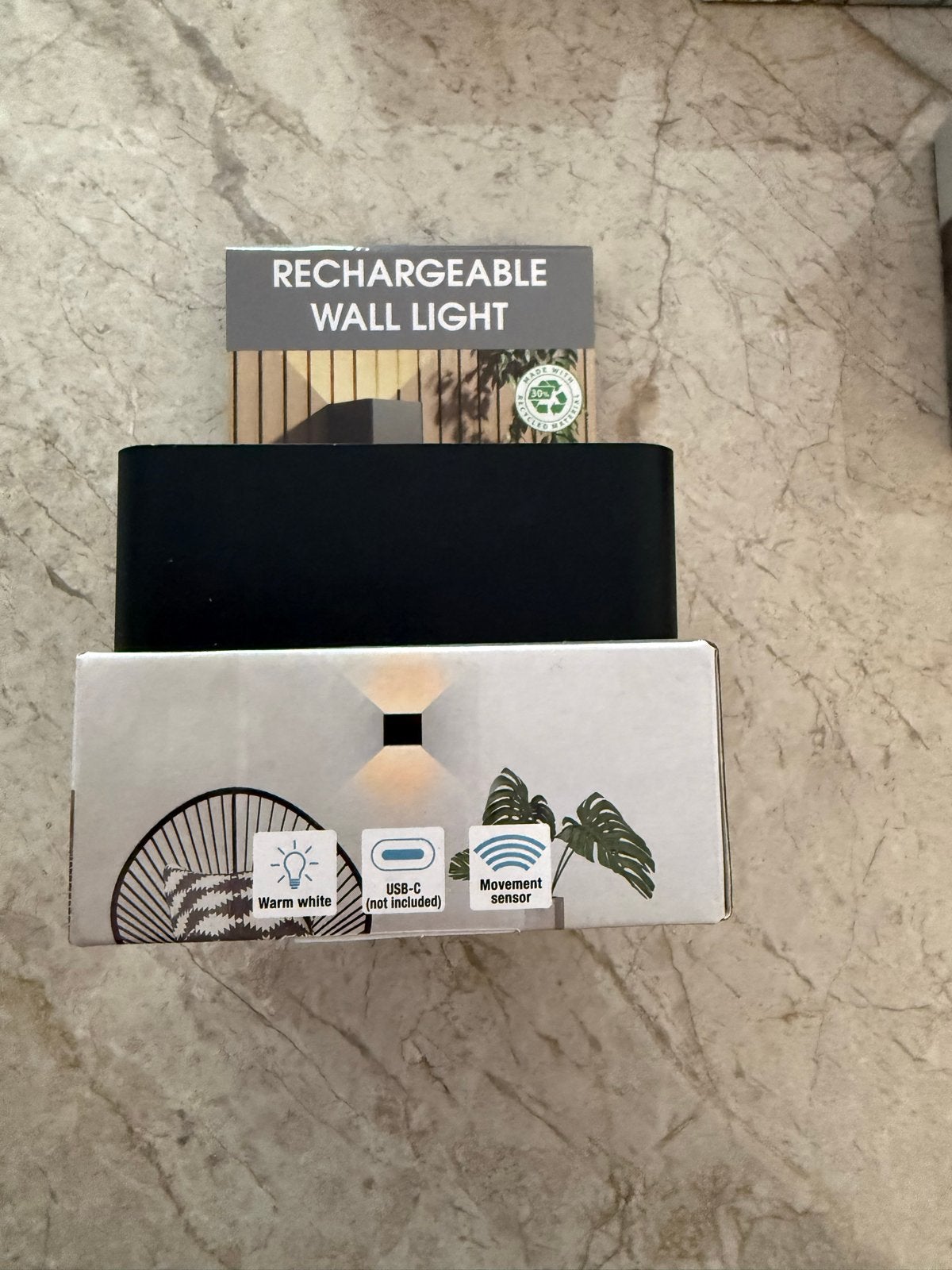 Oplaadbare wandlamp met bewegingssensor - Warm wit, Met sensor, Overige merken, Kunststof, Zwart