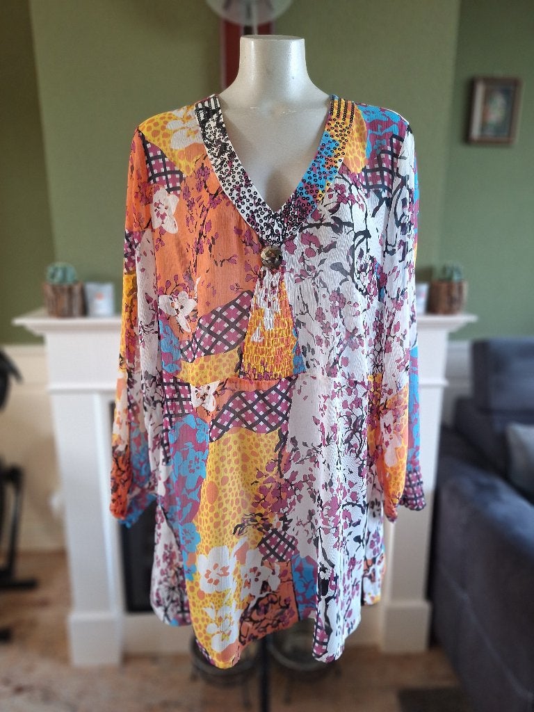 Ulla popken kleurrijke nieuwe tuniek 46/ 48, Maat 46/48 (XL) of groter, Ulla Popken, Zo goed als nieuw, Meerkleurig