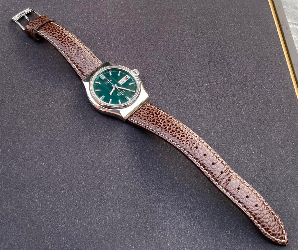 Seiko Lord Matic Special 5216-7040 36mm horloge groen, Seiko, Staal, Polshorloge, Ophalen of Verzenden