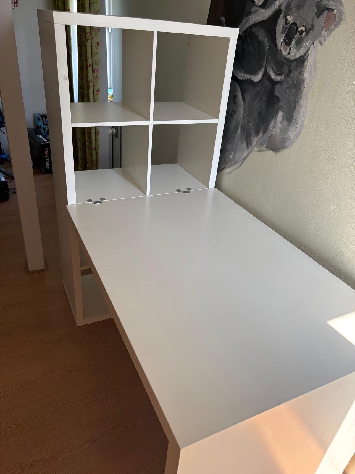Expedit/Kallax Ikea bureau met kast, Huis en Inrichting, Bureaus, Ophalen, Opbergruimte, Gebruikt, Spaanplaat of MDF
