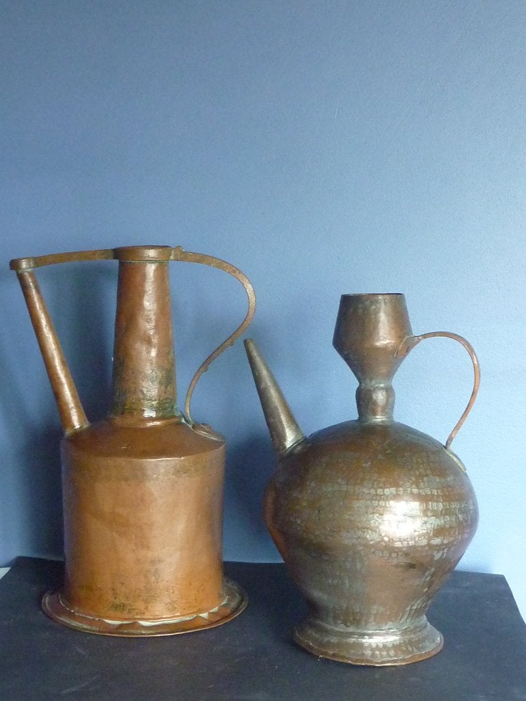 2 Antieke koperen Arabische waterkannen, Antiek en Kunst, Ophalen of Verzenden, Koper