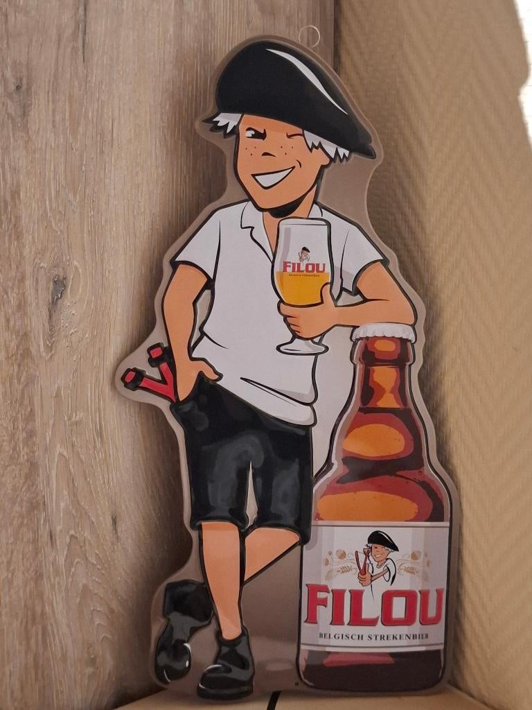 Metalen bierplaat Filou, Verzamelen, Biermerken, Nieuw, Reclamebord, Plaat of Schild, Overige merken, Ophalen of Verzenden