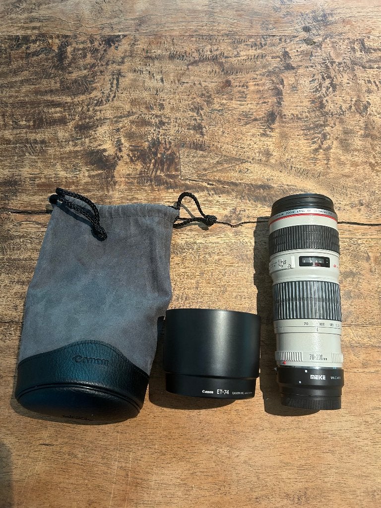 Canon EF 70-200mm f/4 L USM + Meike MK-C-AF4 EF - EOS Mount, Audio, Tv en Foto, Fotografie | Lenzen en Objectieven, Canon, Beschermhoes/tas