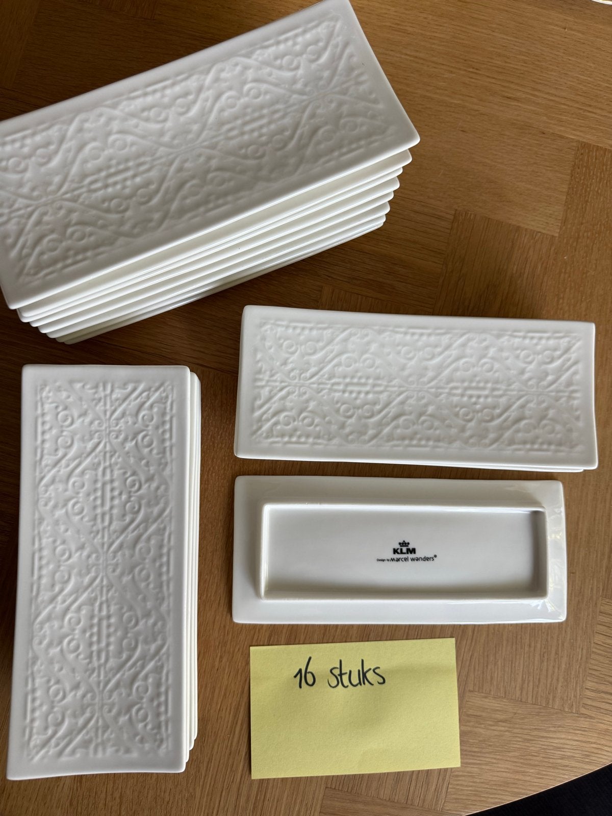 16 Marcel Wanders KLM langwerpige (sushi) bordjes, Ophalen, Gebruikt, Overige merken, Bord(en)