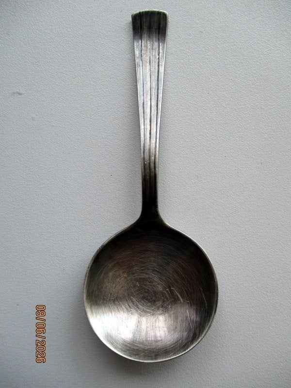 Vintage Verzilverde Koffielepel uit 1952 *D,E*, Verzenden