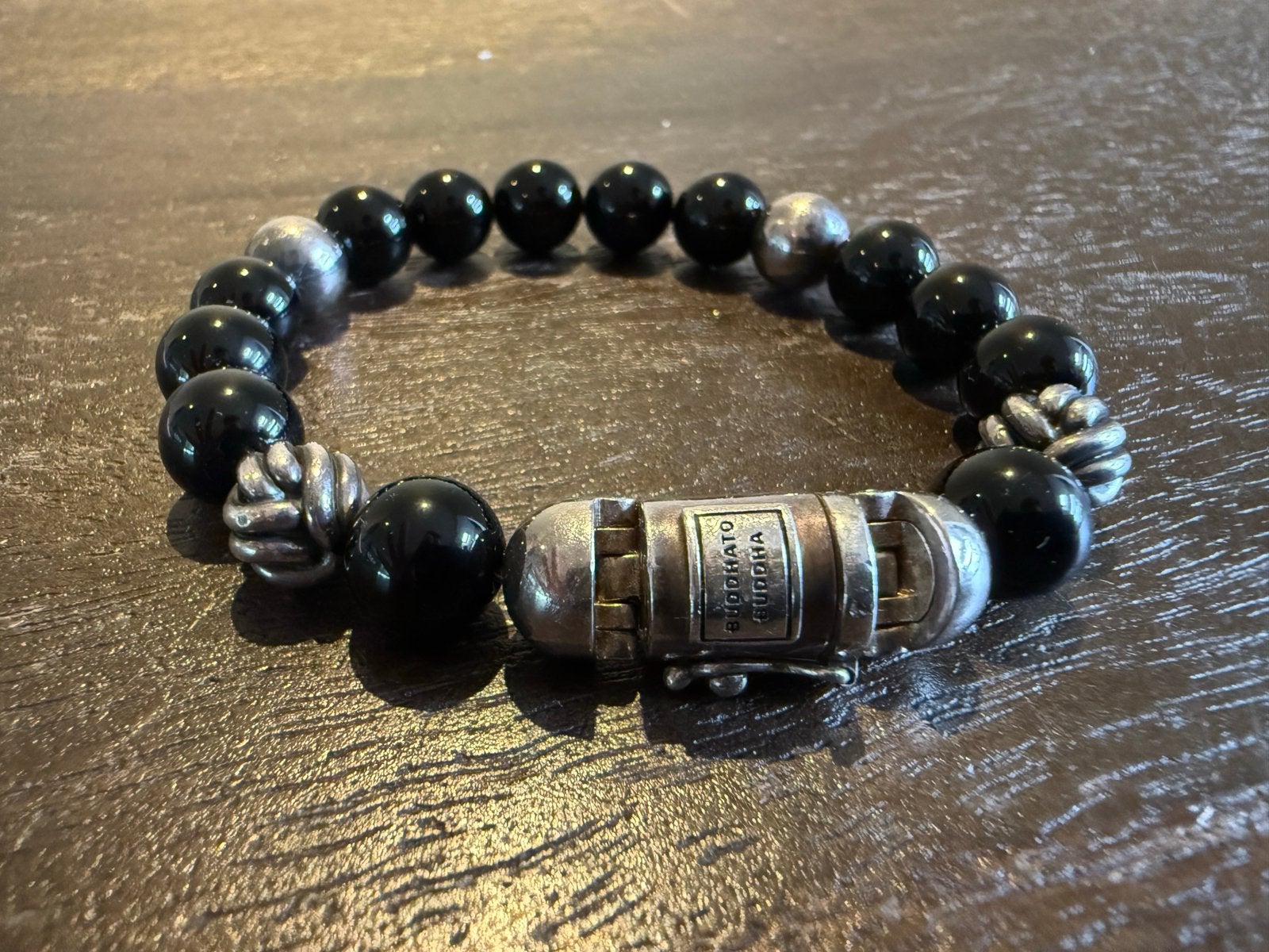 Buddha to buddha spirit bead onyx, Verzenden, Zo goed als nieuw, Zwart, Zilver