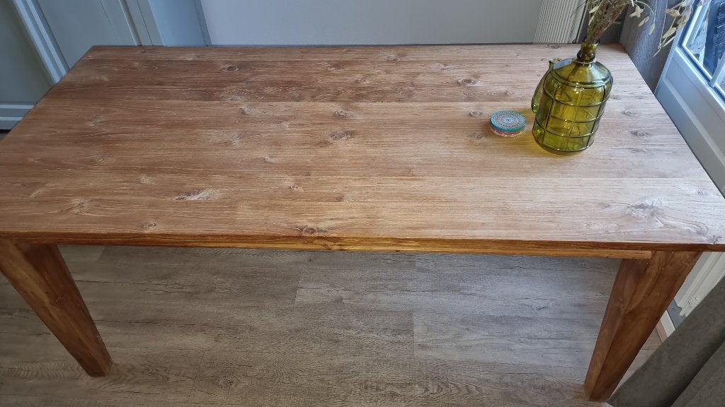 Eettafel, Teak hout 180x90x78, Gebruikt, Teakhout, 150 tot 200 cm, Rechthoekig