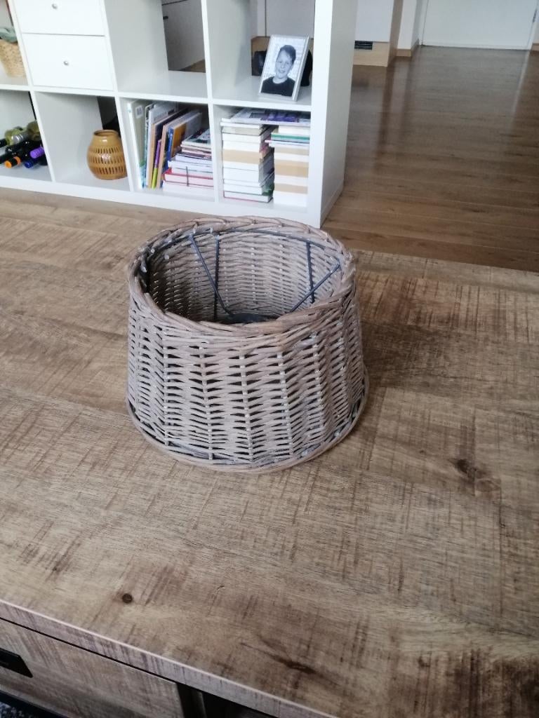 Rieten lampenkap, 'n v t, Bruin, Rond, Ophalen of Verzenden