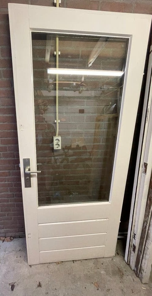 Hardhouten buitendeur - 87,5 x 201cm, Ophalen, Gebruikt, 80 tot 100 cm, Buitendeur