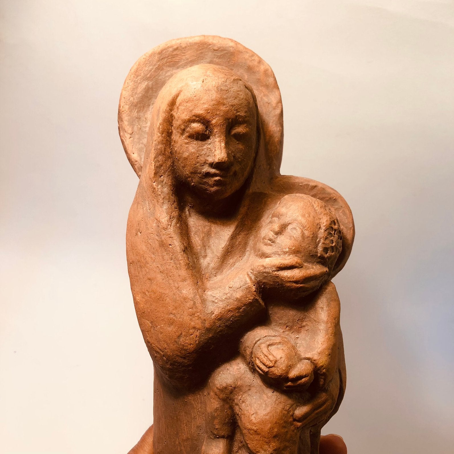 Aardewerken Maria en Jezus, Madonna en kind, handgemaakt, Antiek en Kunst, Ophalen of Verzenden