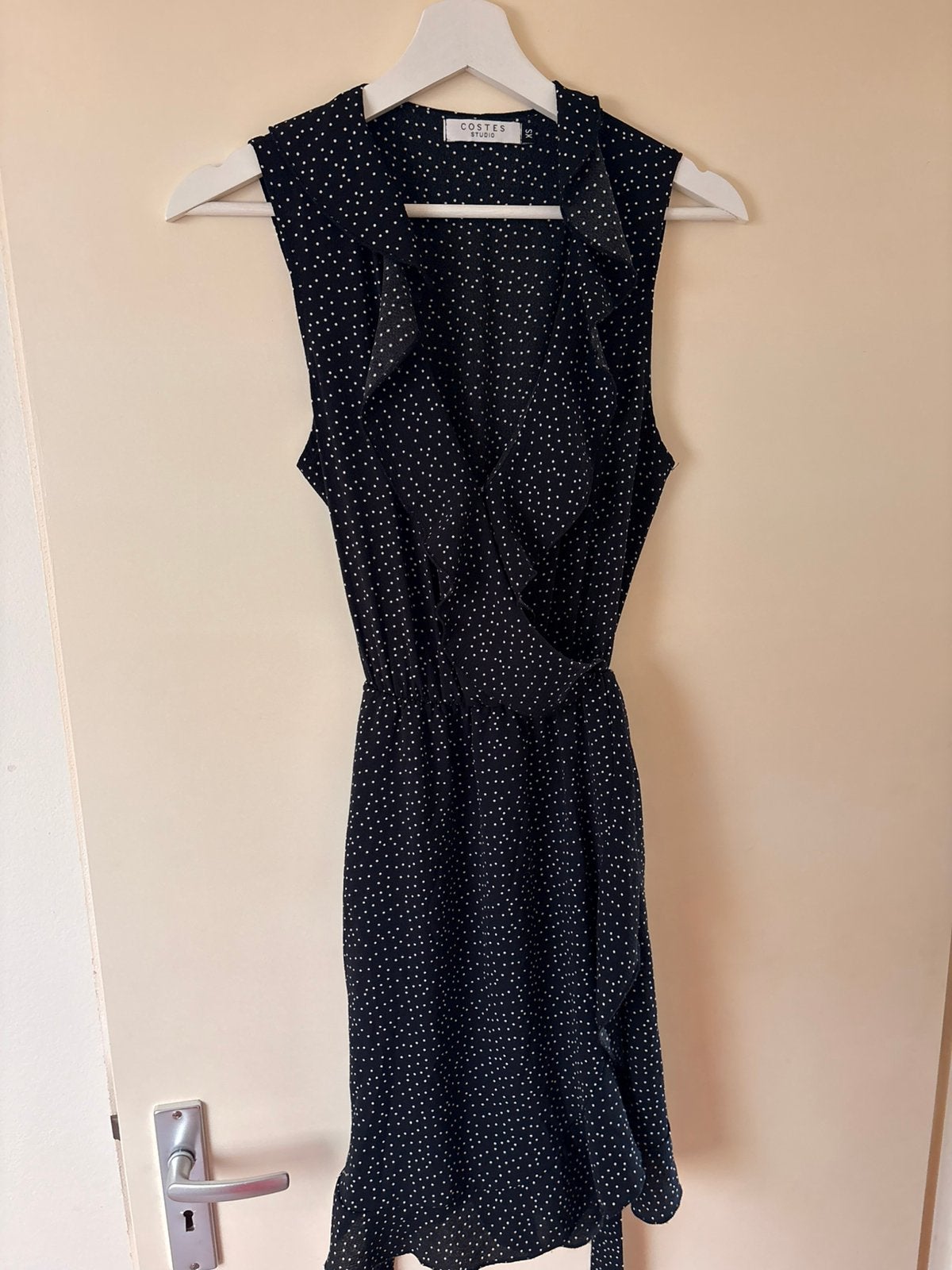 Costes stippen jurk maat XS, Zwart, Ophalen of Verzenden, Zo goed als nieuw, Maat 34 (XS) of kleiner