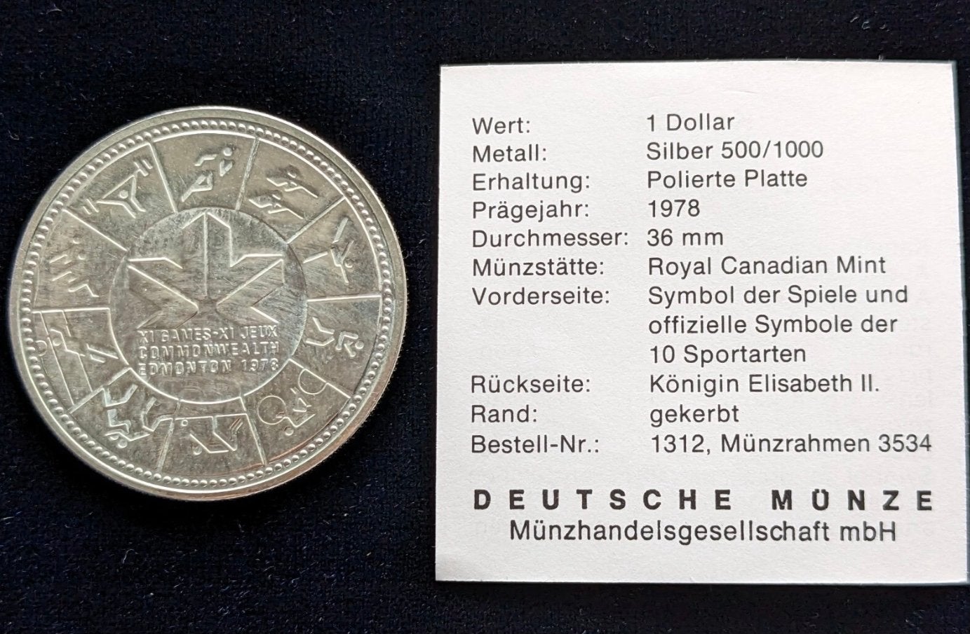Canada 1 Dollar Zilveren Munt Commonwealth Spelen 1978, Ophalen of Verzenden, Losse munt, Zilver