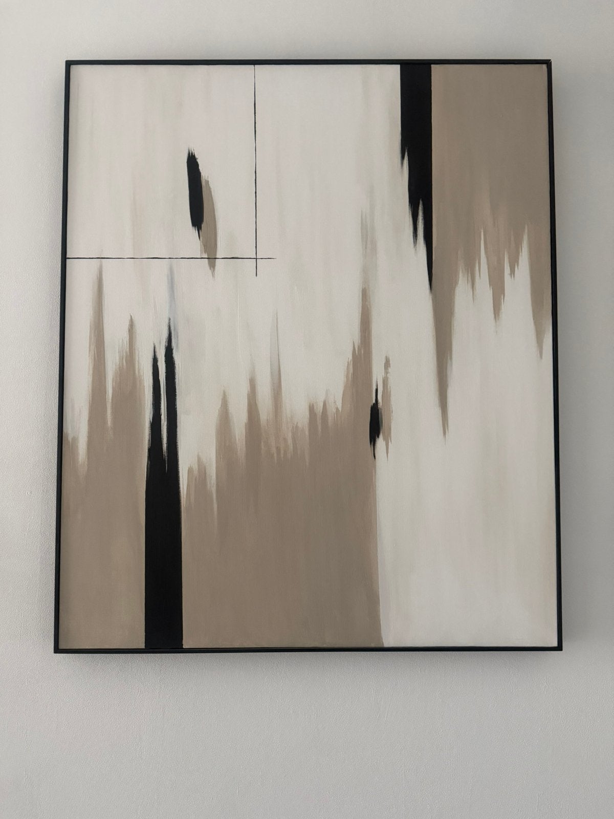 Handgeschilderd Schilderij abstract beige 100x120 cm, Ophalen