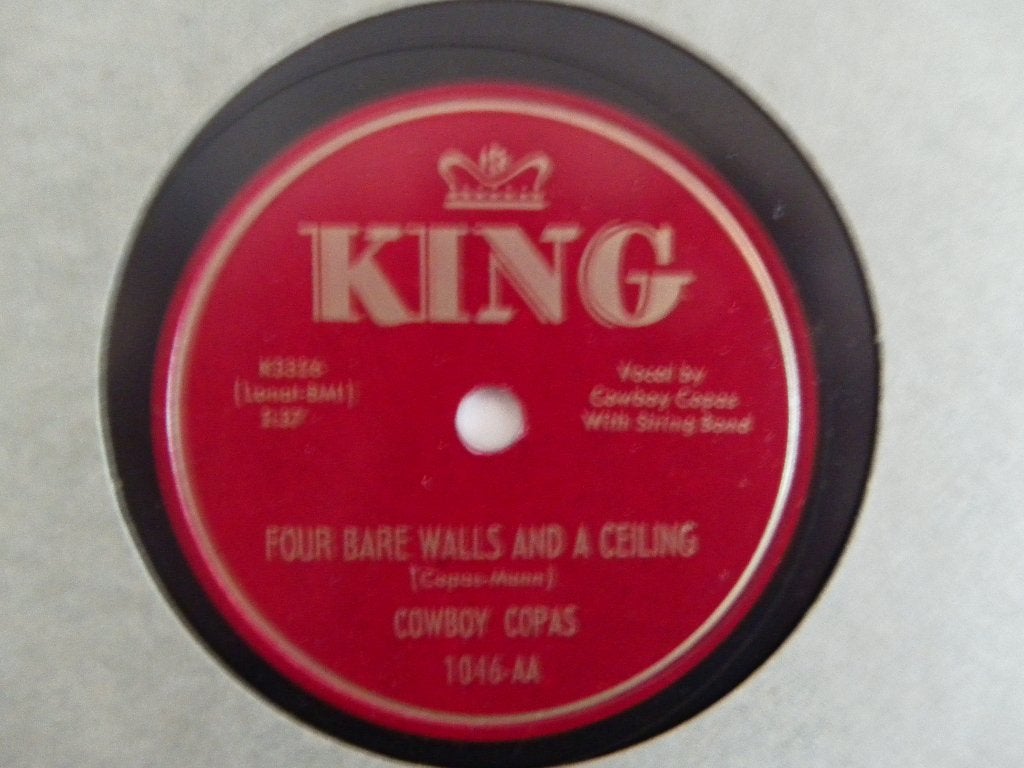 78 Toerenplaat Cowboy Copas - Four Bare Walls And A Ceiling, 10 inch, Ophalen of Verzenden, Zo goed als nieuw, Overige typen