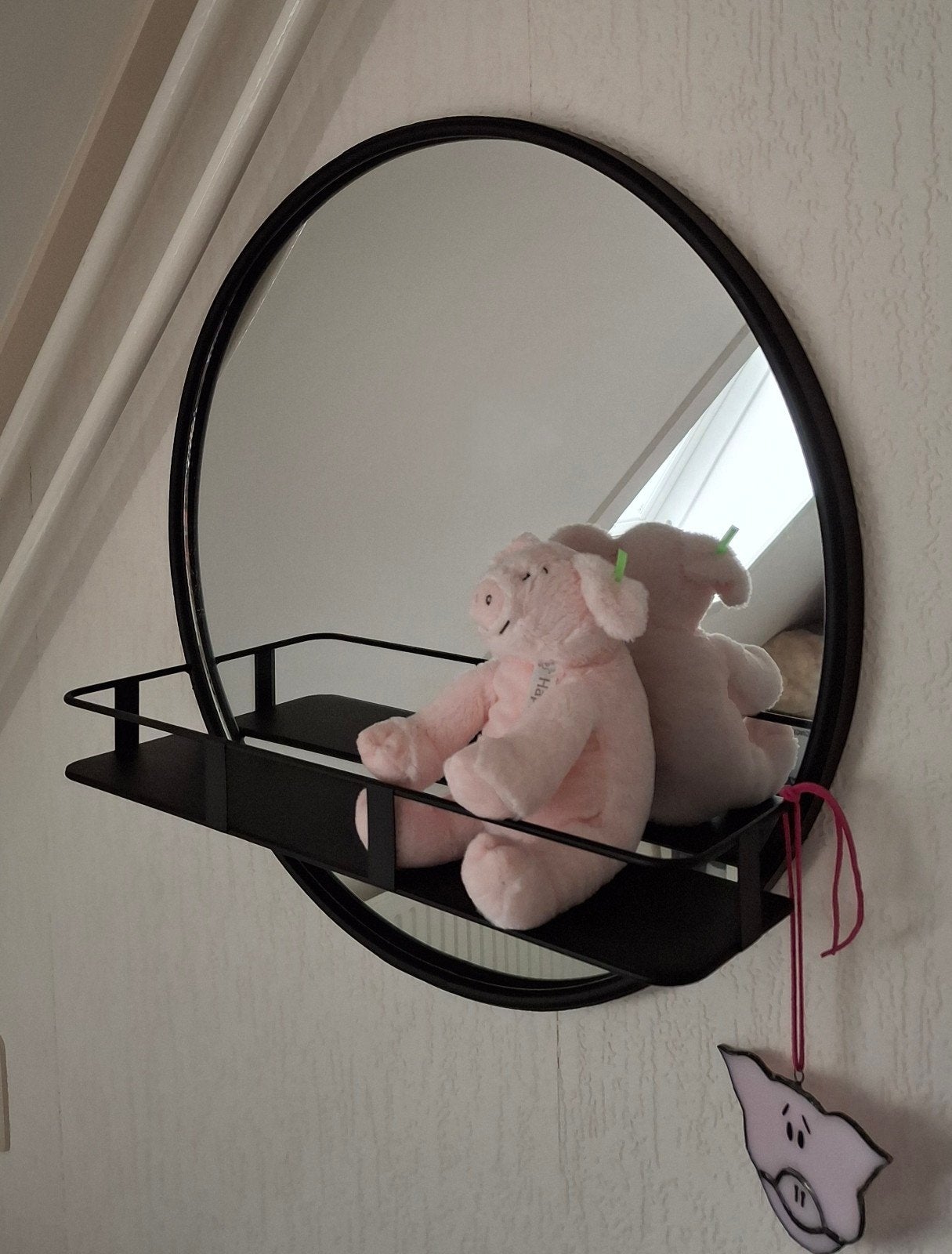 Spiegel met Plateau rond, Huis en Inrichting, Woonaccessoires | Spiegels, Ophalen, Minder dan 50 cm, Rond, Zo goed als nieuw