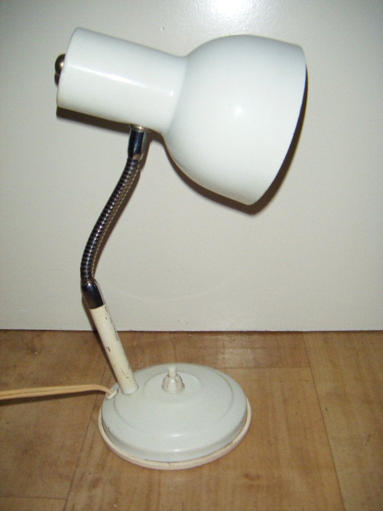 Witte vintage bureaulamp,jaren'70,(Anvia Almelo?),retro, Ophalen of Verzenden