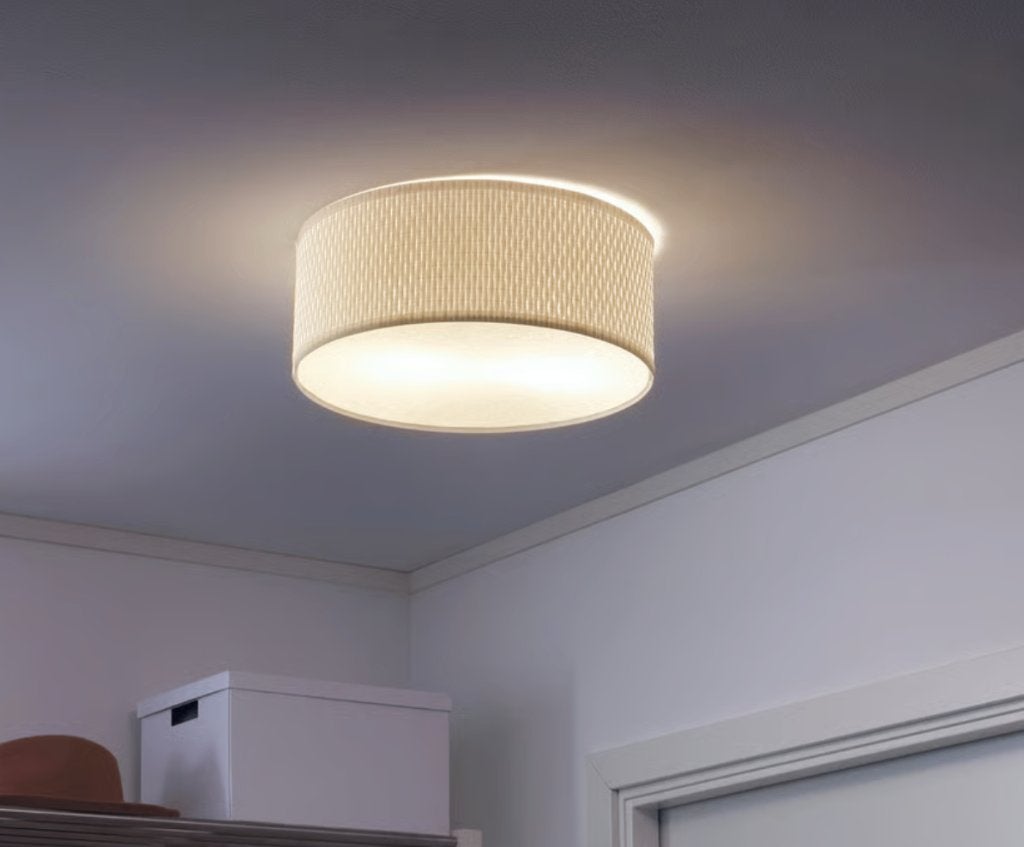 witte plafondlamp ikea, Ophalen, Gebruikt, 35 cm, Wit