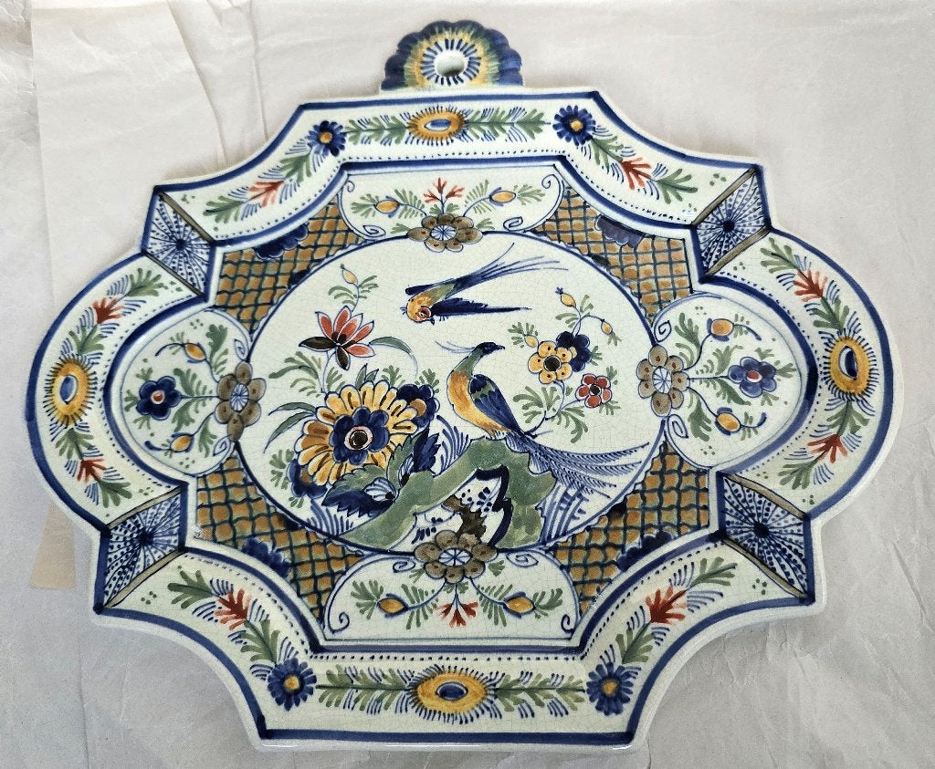 Porceleyne Fles: antieke, polychrome plaquette (1922), Ophalen of Verzenden