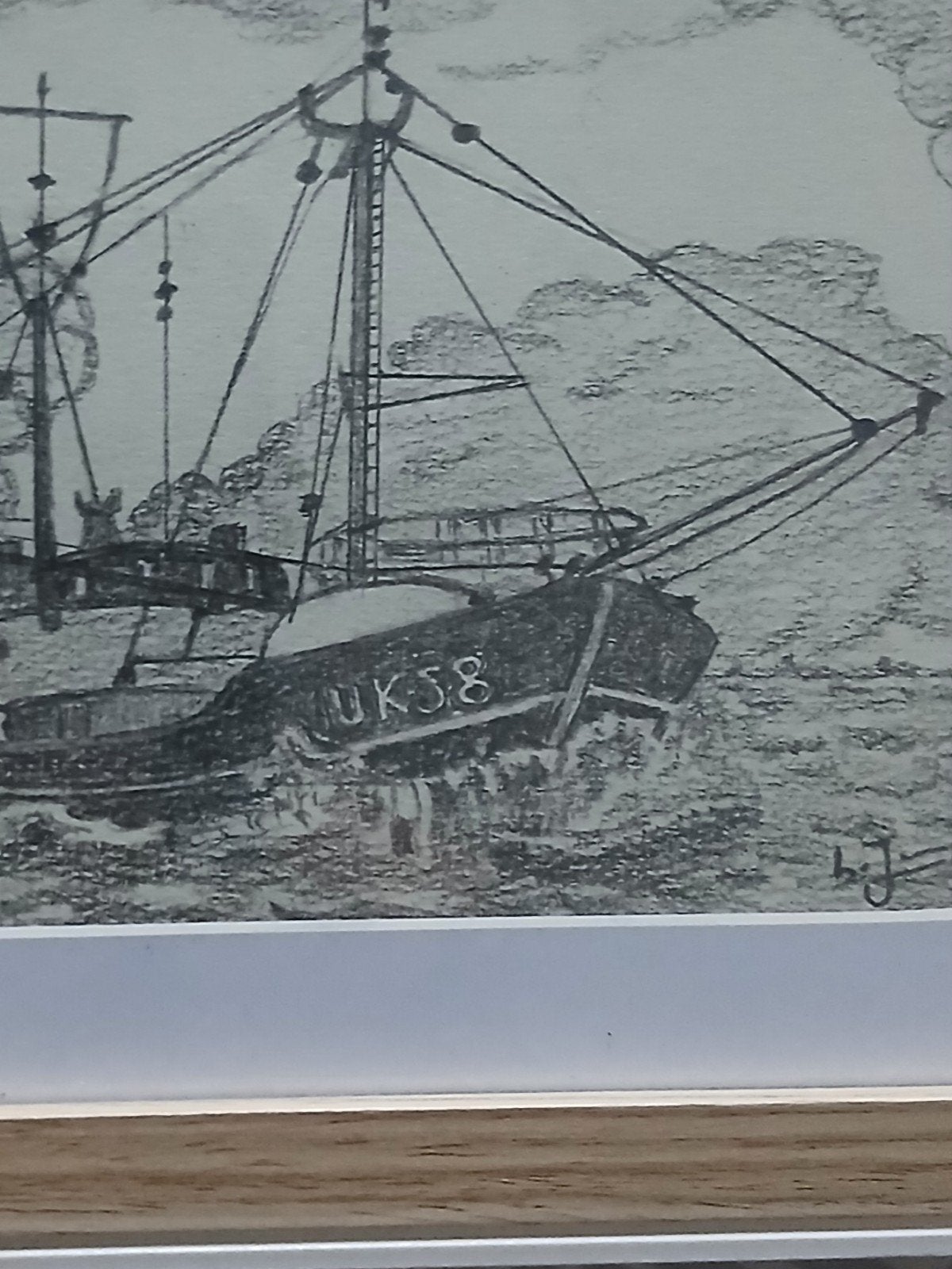 orgn.tekening van viskotter de U 58, Antiek en Kunst, Ophalen of Verzenden