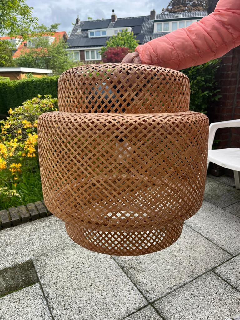 Ikea Sinnerlig bamboe hanglamp, groot, Ophalen, Zo goed als nieuw, Rond