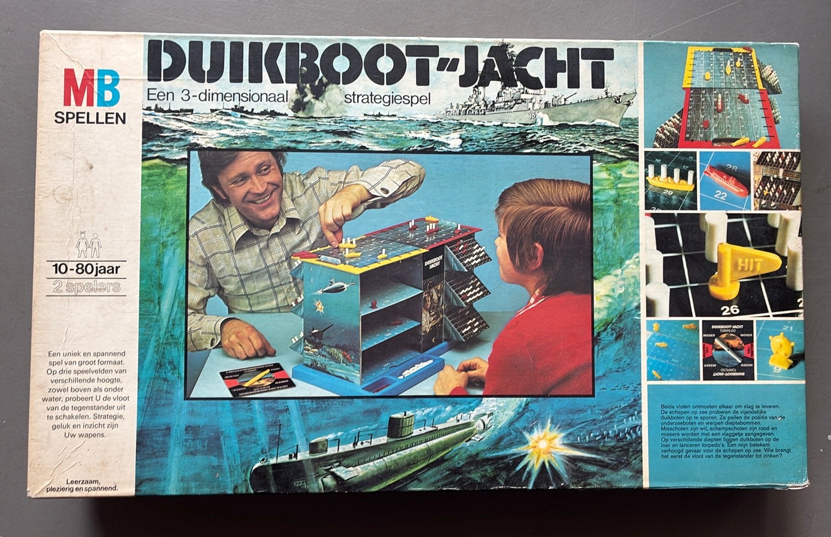 Vintage 3 dimensionaal zeeslag spel, Een of twee spelers, Ophalen of Verzenden, Gebruikt
