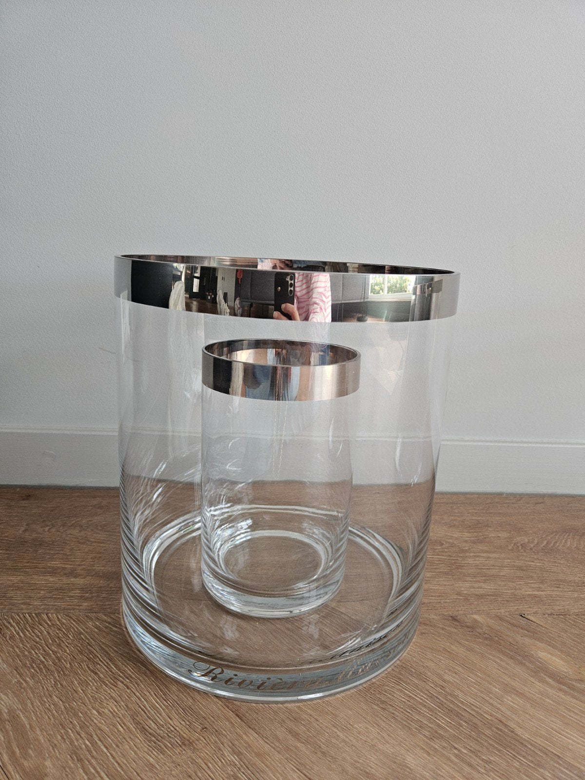 Riviera Maison double hurricane windlicht L, Glas, Ophalen, Gebruikt, Set