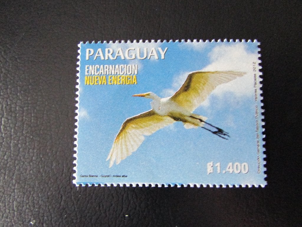 Postzegel Vogel: Grote Zilverreiger uit Paraguay, Ophalen of Verzenden, Postfris, Dier of Natuur