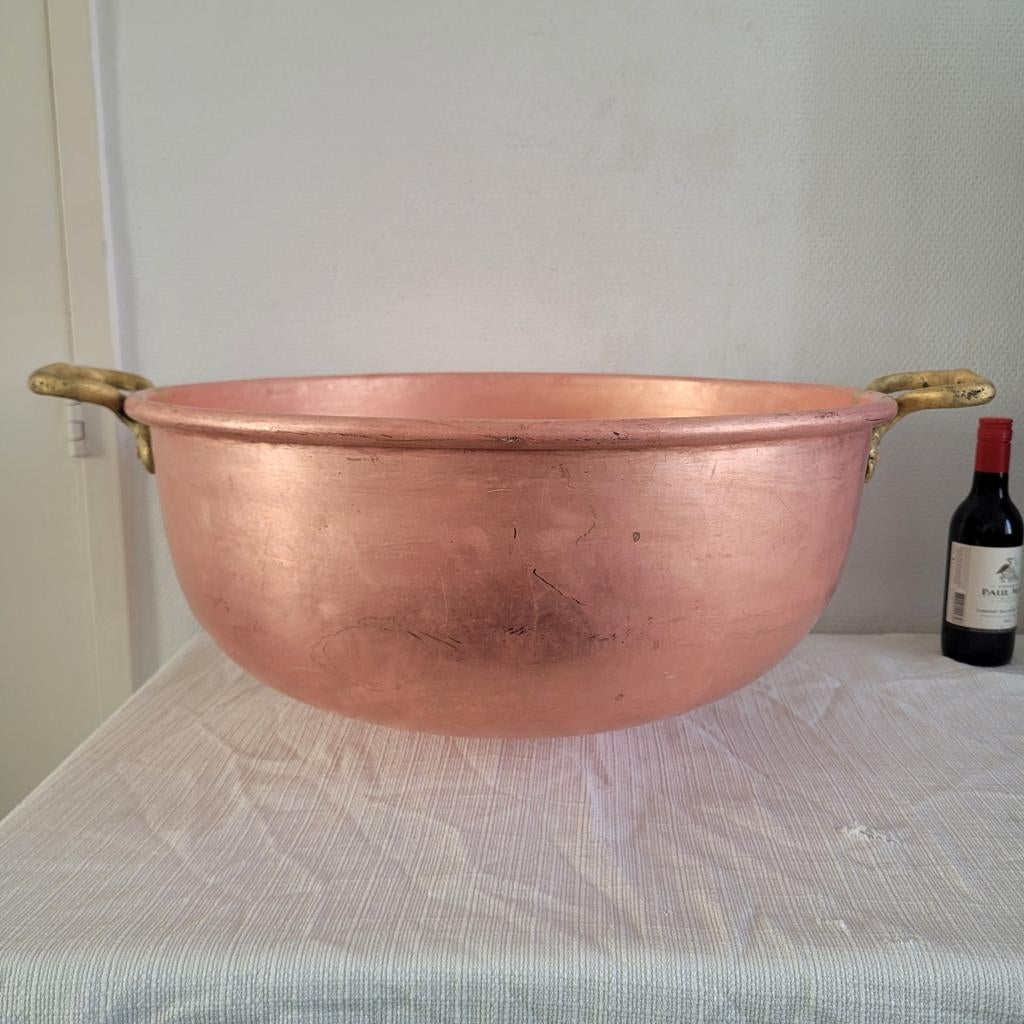 XXXL antieke franse koperen jampan confiturepan 47 cm pan, Huis en Inrichting, Keuken | Potten en Pannen, Ophalen of Verzenden