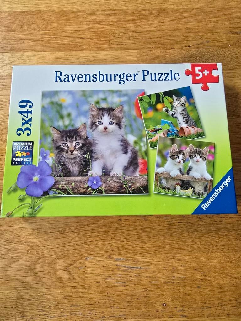 Ravensburger Legpuzzel 3x49 stukjes - Kittens, Ophalen of Verzenden, Minder dan 500 stukjes, Zo goed als nieuw, Legpuzzel