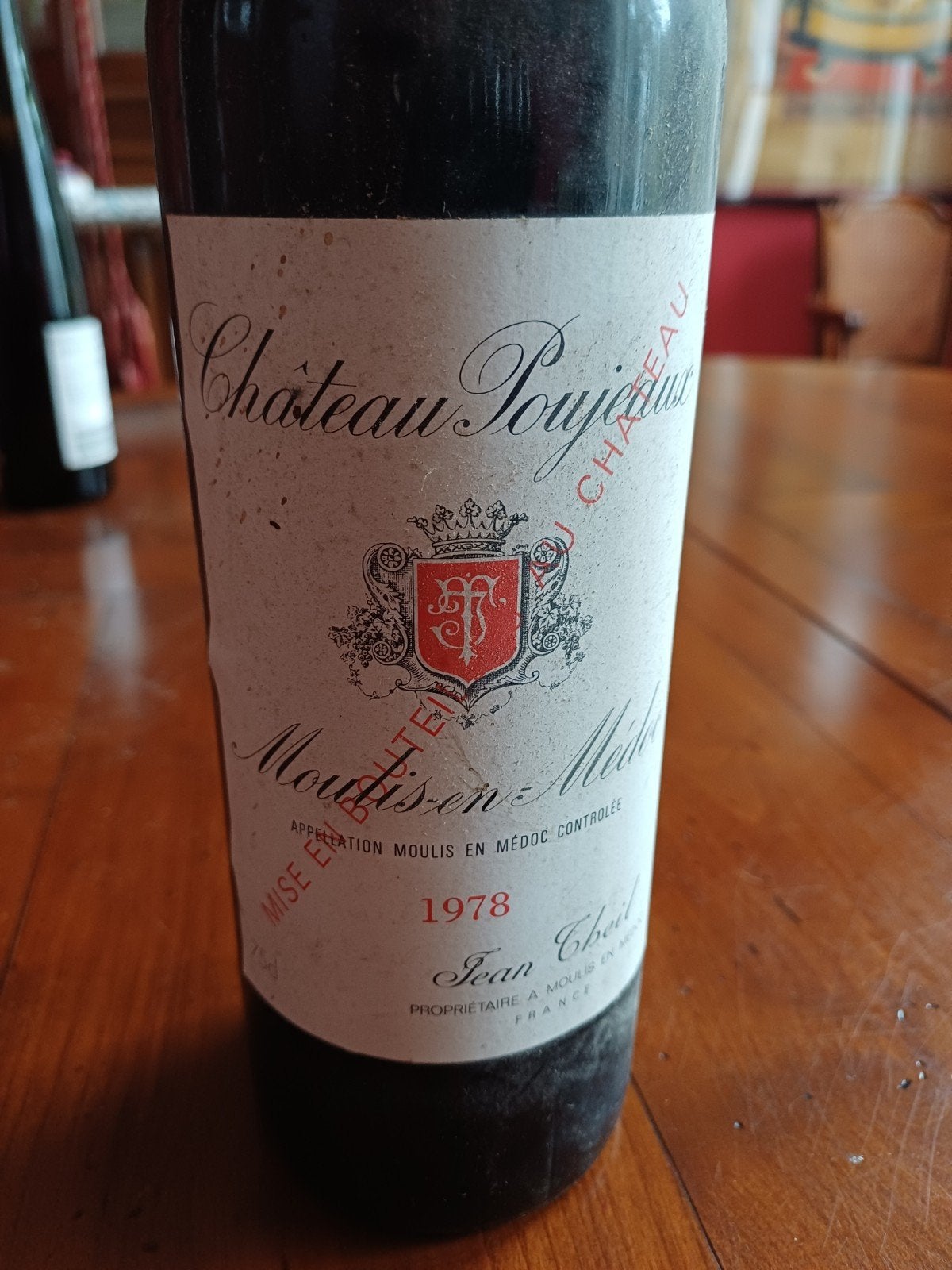 Château Poujeaux Moulis-en-Médoc 1978 Rode Wijn, Ophalen of Verzenden, Gebruikt, Frankrijk, Rode wijn
