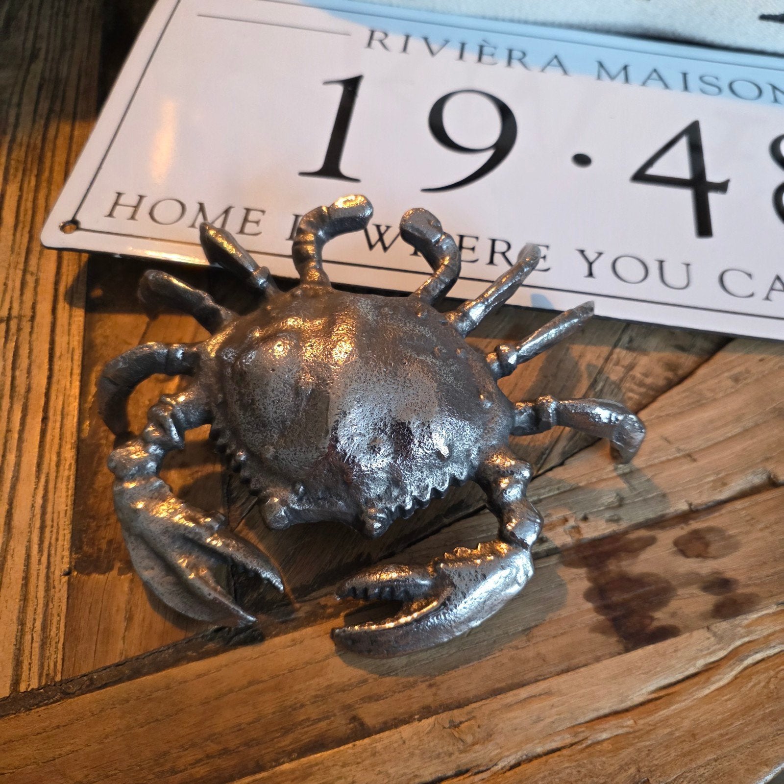 Riviera Maison Metalen Krab - Sea Treasure Decoratie, Ophalen of Verzenden, Metaal, Zilver, Landelijk