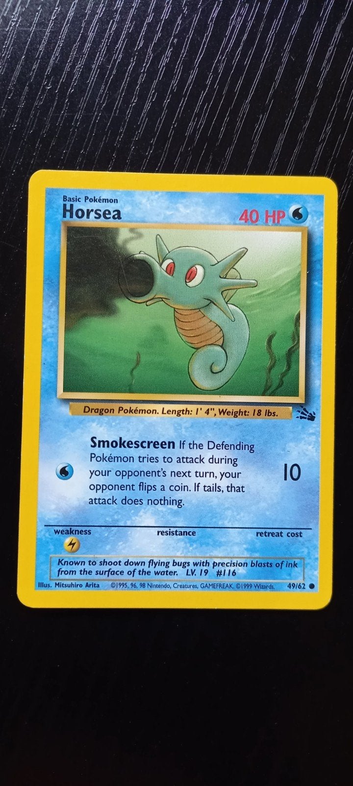Pokémon Kaart Horsea 49/62 - Base Set 2 - 1999 Wizards, Verzenden, Gebruikt, Losse kaart