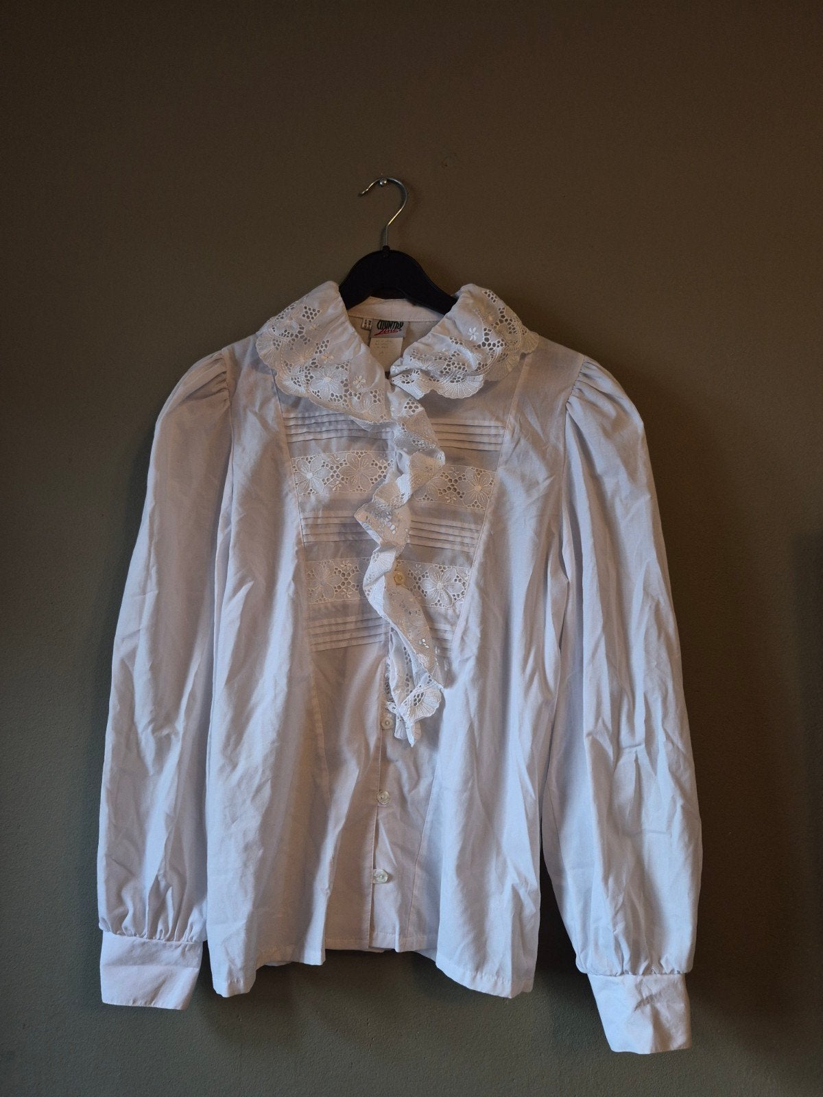 Witte blouse met ruches en kant, maat 38, Maat 38/40 (M), Wit, Onbekend, Country Line