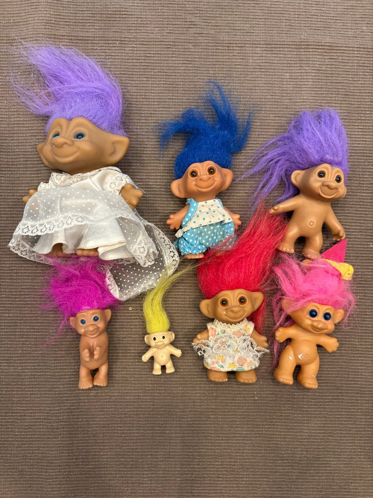 Vintage 7 trollen Trollpoppen Collectie diverse maten!, Ophalen of Verzenden, Gebruikt