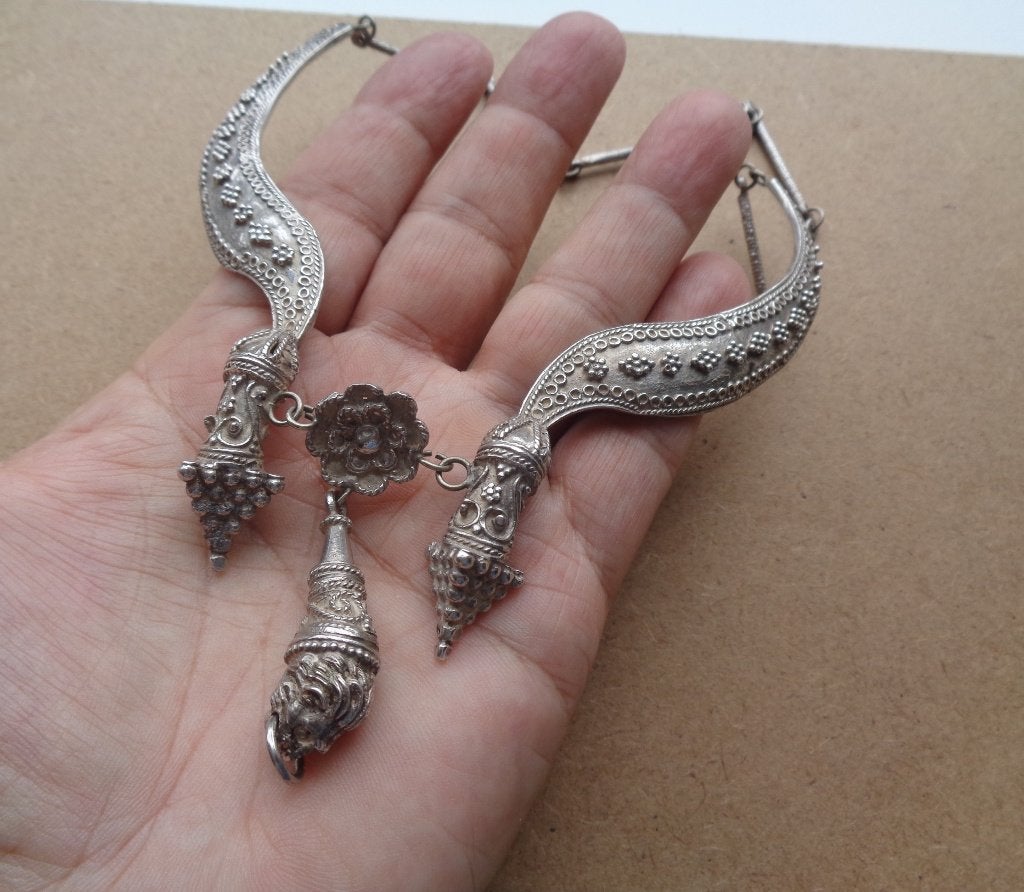 zilveren aparte etnische Miao ketting [928], Sieraden, Tassen en Uiterlijk, Antieke sieraden, Verzenden, Zilver, Ketting