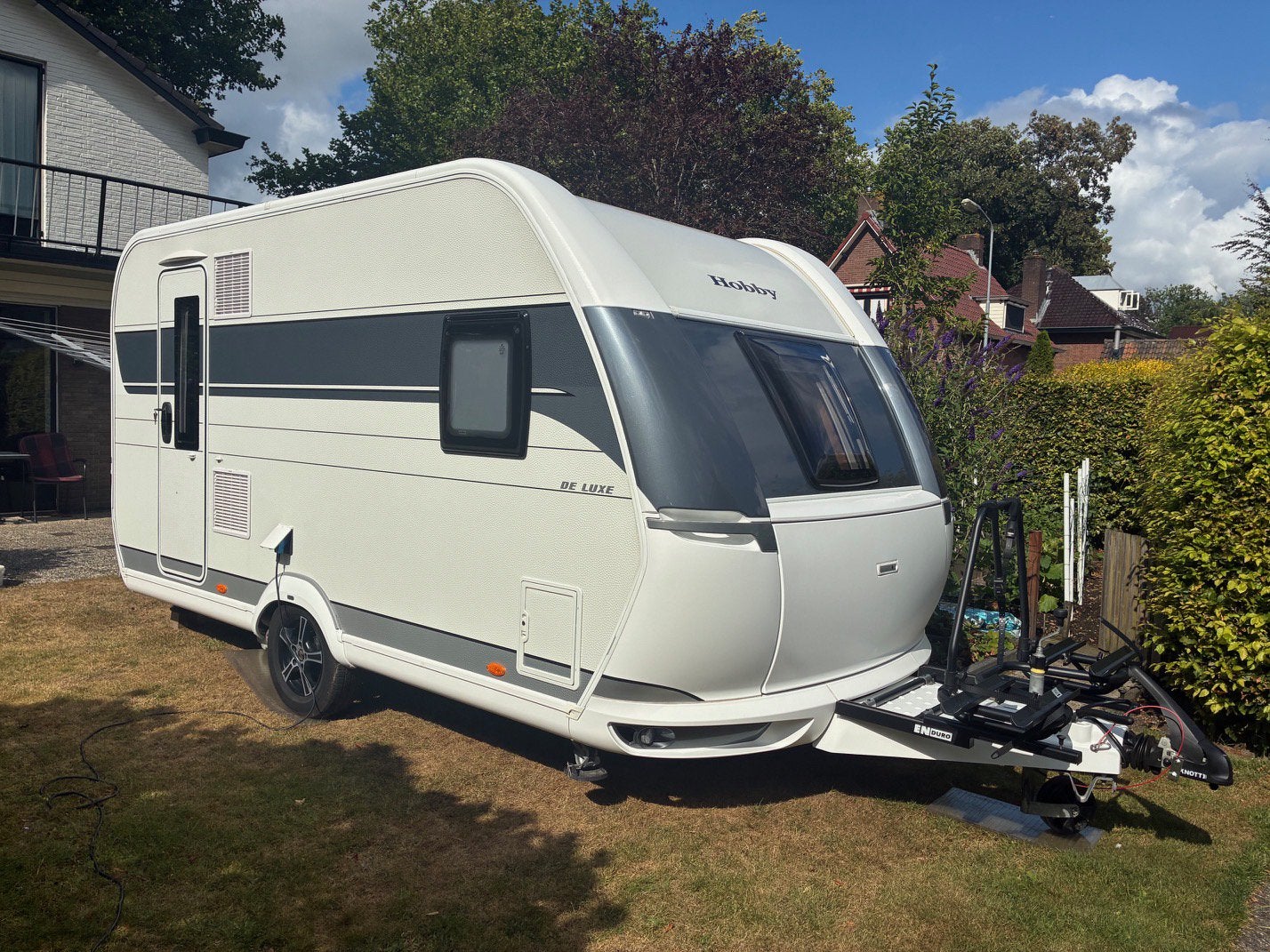 Hobby de Luxe 400 SFE Mover, Luifel, Voortent, Fietsendrager, Caravans en Kamperen, Overige typen, Bedrijf, Treinzit, Tot en met 3
