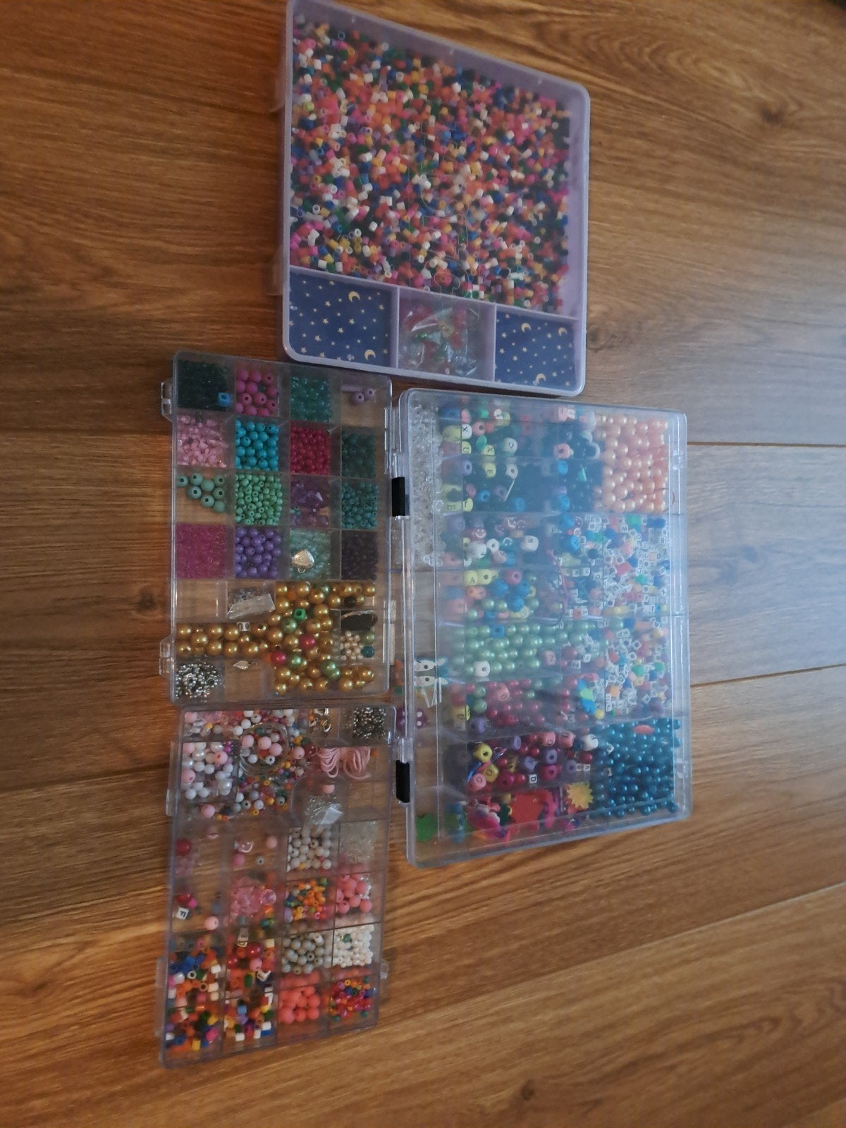 Grote set kralen met touw voor sieraden maken, Ophalen of Verzenden, Zo goed als nieuw, Kraal