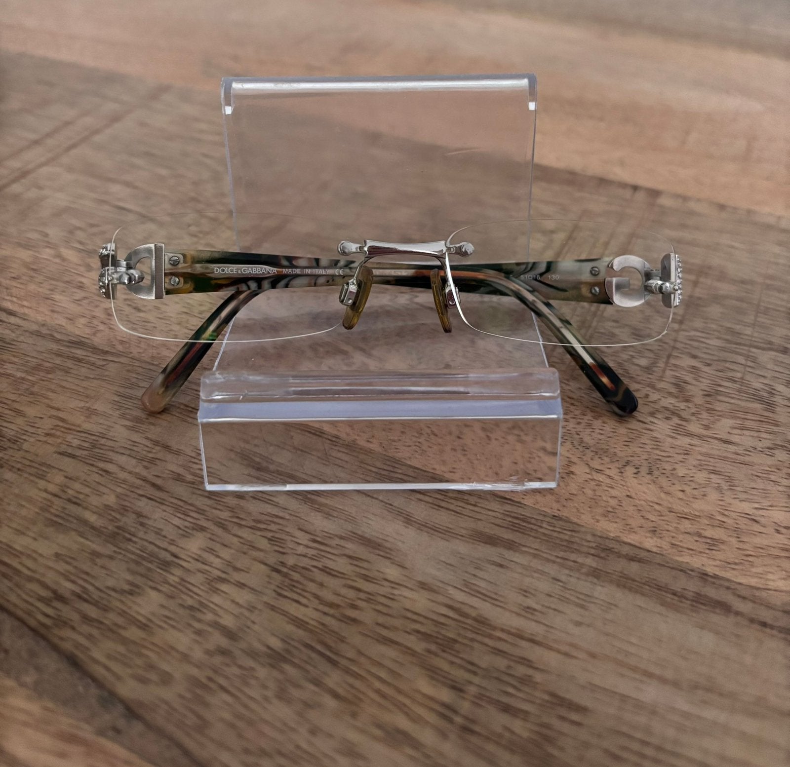 Dolce & Gabbana Luxury Rimless Bril (DG 1158-B) met Strass, Bruin, Ophalen of Verzenden, Zo goed als nieuw, Dolce & Gabbana