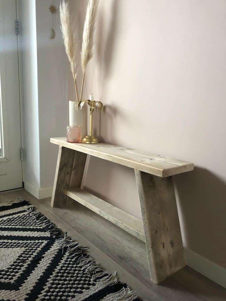 Steigerhouten bankje / bijzettafel nieuw, Huis en Inrichting, Tafels | Sidetables, Ophalen of Verzenden, Nieuw, Minder dan 25 cm