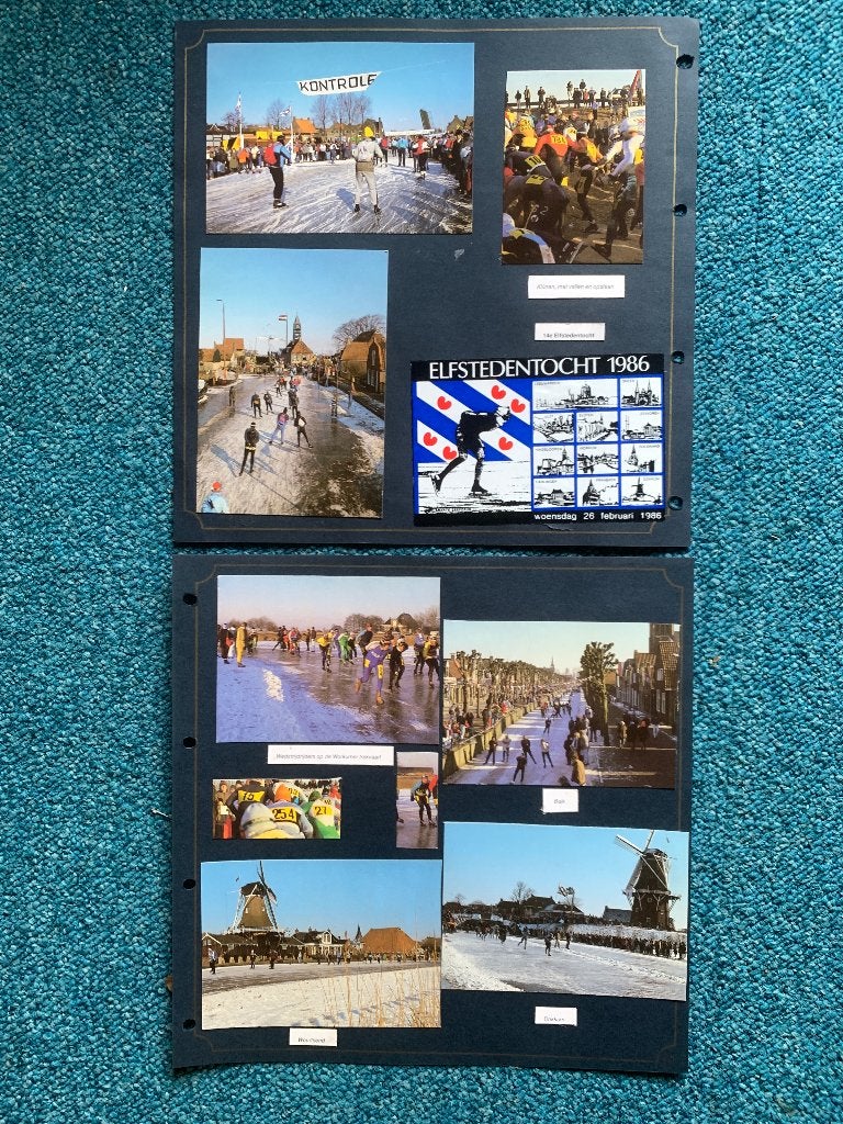 6 Oude Ansichtkaarten Elfstedentocht 1986, Ophalen of Verzenden, 1980 tot heden, Gelopen, Sport en Spel