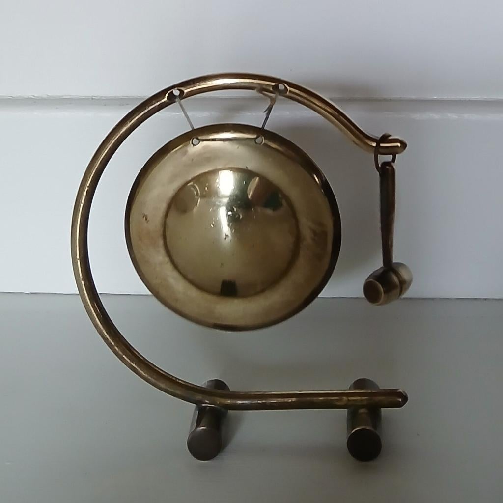 Miniatuur koperen gong/tafelgong  1:12, Ophalen of Verzenden, Zo goed als nieuw, Decoratie