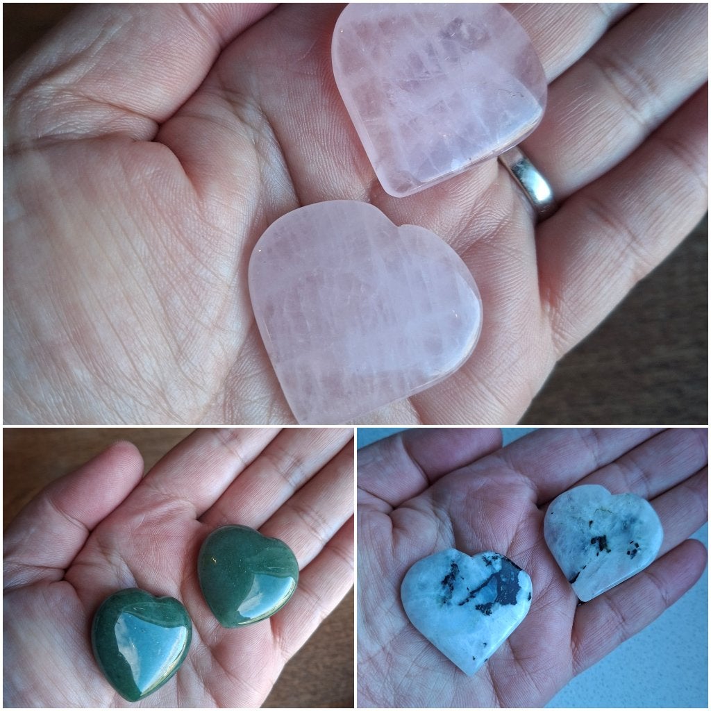 6 Edelsteen hartjes, Ophalen of Verzenden, Mineraal