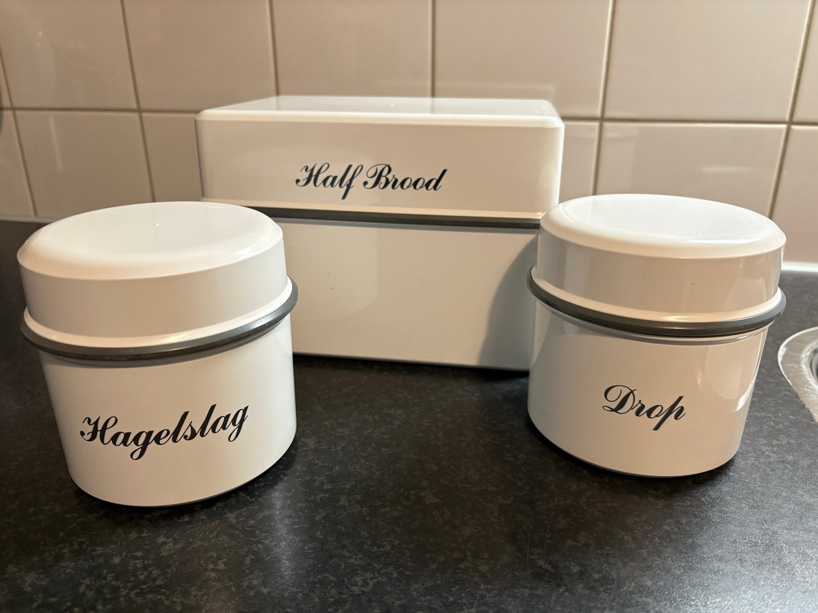 3 Witte Coppia Holland opbergdozen voor brood, hagelslag, dr, Huis en Inrichting, Gebruikt, Kunststof, Ophalen of Verzenden, Overige merken
